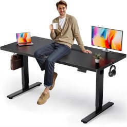 Alternative view of New Arrivals Electric Standing Desk Adjustable, 60x28 Inch Sit Stand Desk with 1 Inch Thick Tabletop