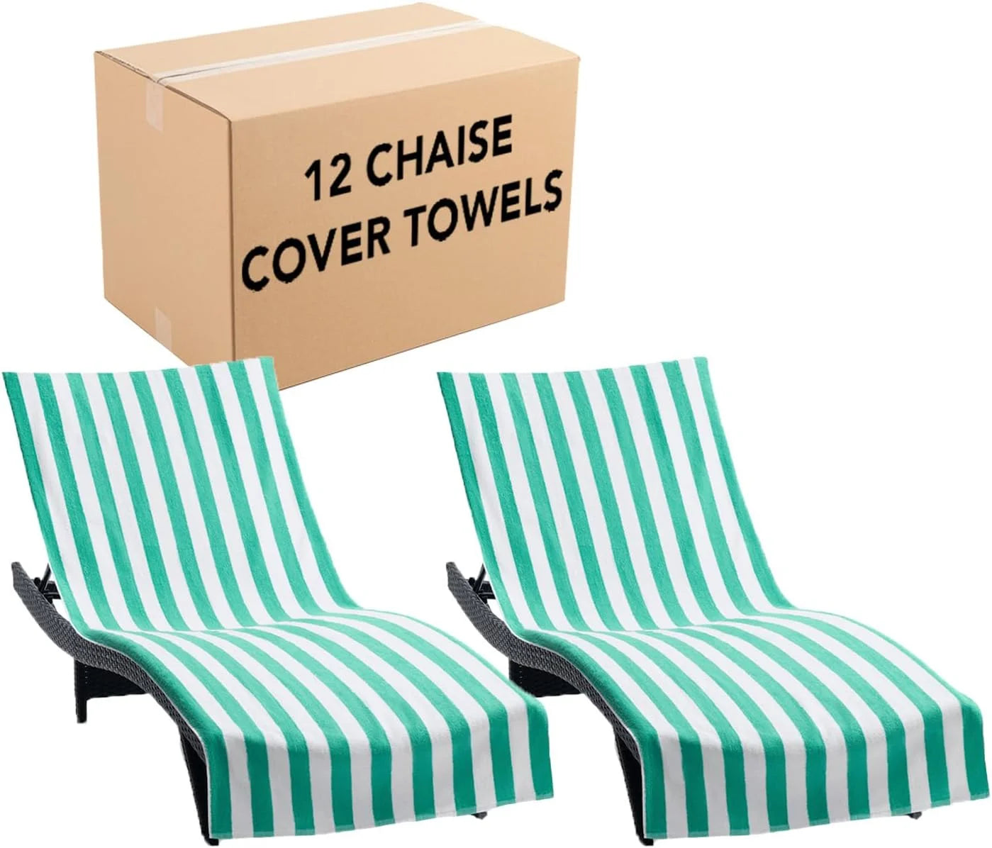 New Arrivals California Chaise Lounge Cover Towel with Pocket – Pack of 2 – Striped 100% Cotton Cabana Cover for Beach Pool – For Home Projects - Image 8