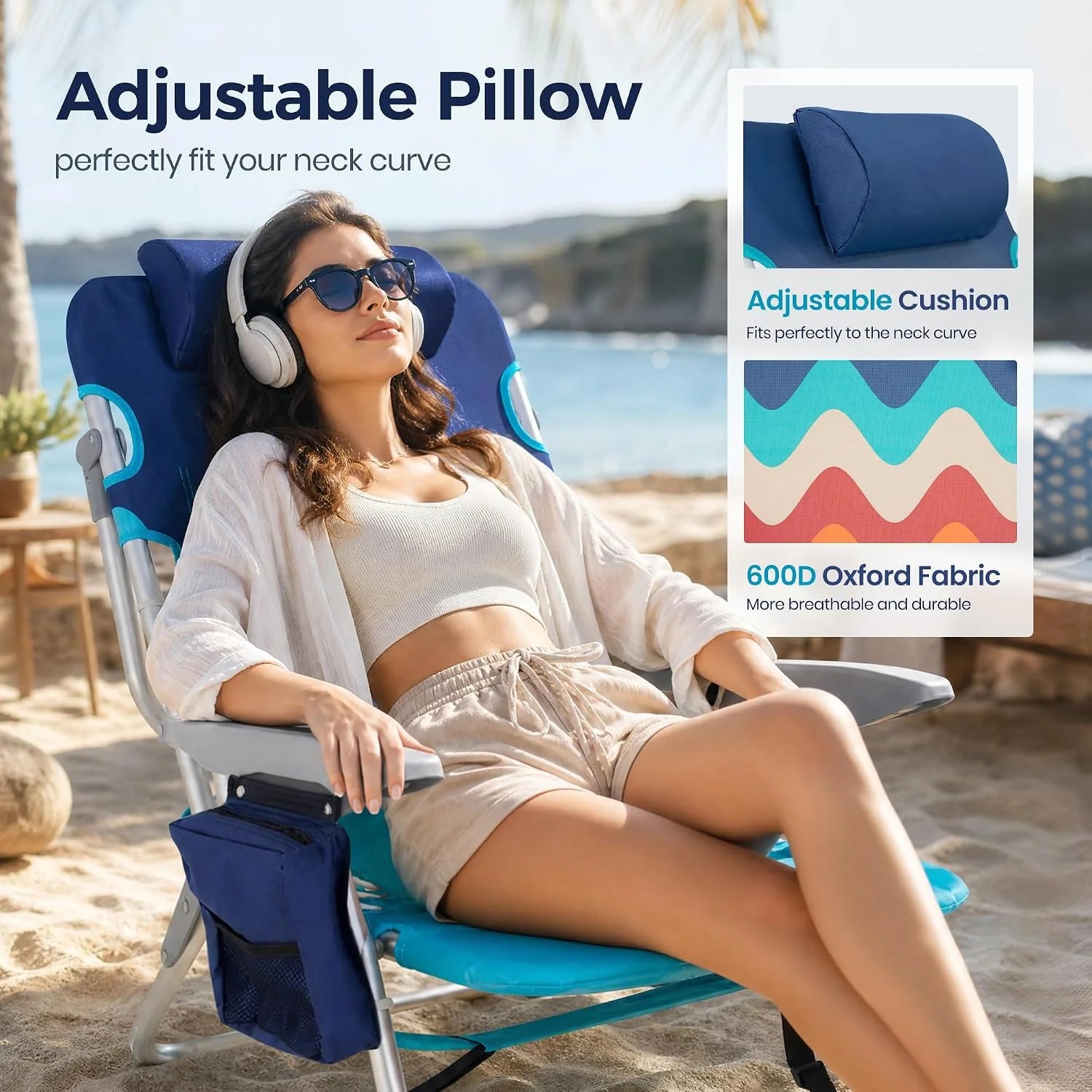 New Arrivals PARTY Backpack Beach Chairs 2 Pack Aluminum Lightweight Folding Reclining Beach Chairs, 4 Positions Classic Lay - Image 8
