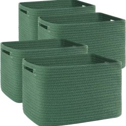 4 Pack Storage Baskets for Organizing, Cube Storage Bins for Shelves, Rectangle Storage Baskets With Handles bifanuoyard