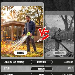 Alternative view of Cordless Leaf Blower: 150 MPH 600 CFM Turbo Jet, Lightweight 1.45 lb Battery Powered Handheld Blower for Yard Leaves