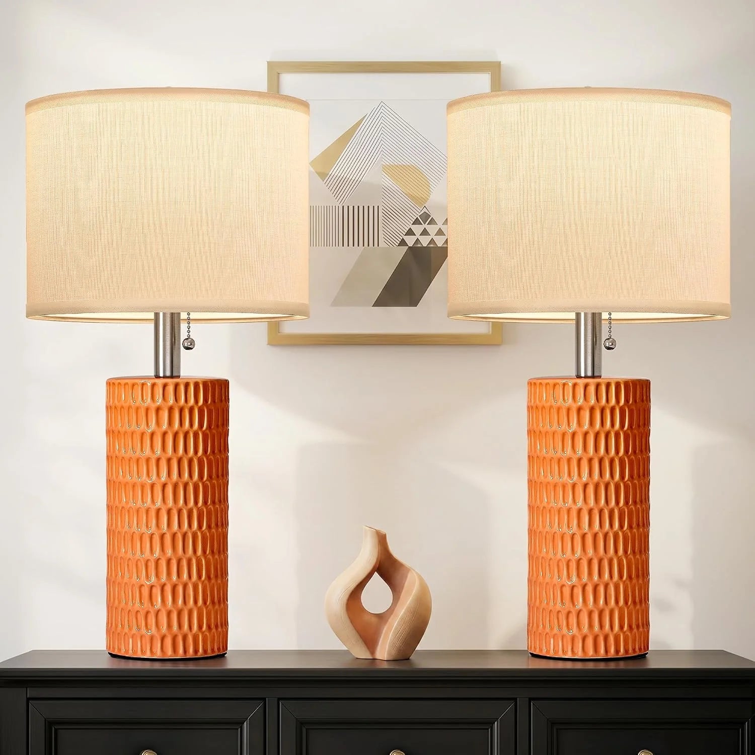 Reaketon 20.5 Modern Ceramic Table Lamps for Bedroom Set of 2, Farmhouse Table Lamp for Living Room Office Dorm bifanuoyard - Image 9