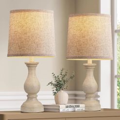 New Arrivals Farmhouse Table Lamps Set of 2, Rustic Lamp for Bedroom Living Room