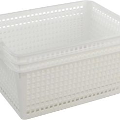 New Arrivals Plastic Storage Basket, Plastic Storage Bin, White