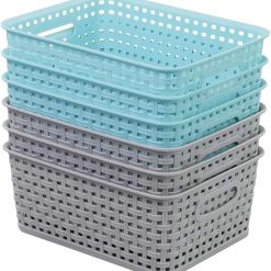 Alternative view of Storage Baskets, Plastic Weave Basket for Organizing, Woven Design, Built-in Handles, High Quality Organizer bifanuoyard