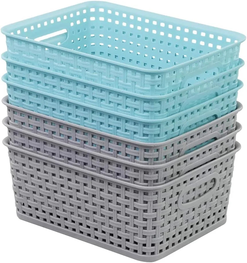 Storage Baskets, Plastic Weave Basket for Organizing, Woven Design, Built-in Handles, High Quality Organizer bifanuoyard - Image 2