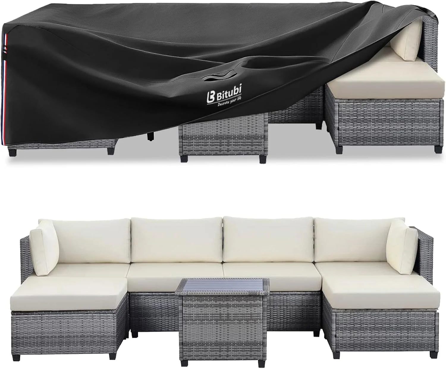Bitubi Outdoor Waterproof Patio Furniture Covers 4-Piece Set for Swivel Rocker Chairs, Patio 3-Seater Sofa 76in