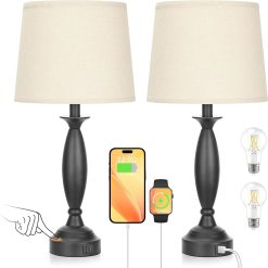Seealle Touch Bedside Lamps for Nightstand Set of 2, Dimmable, Bulb Included bifanuoyard