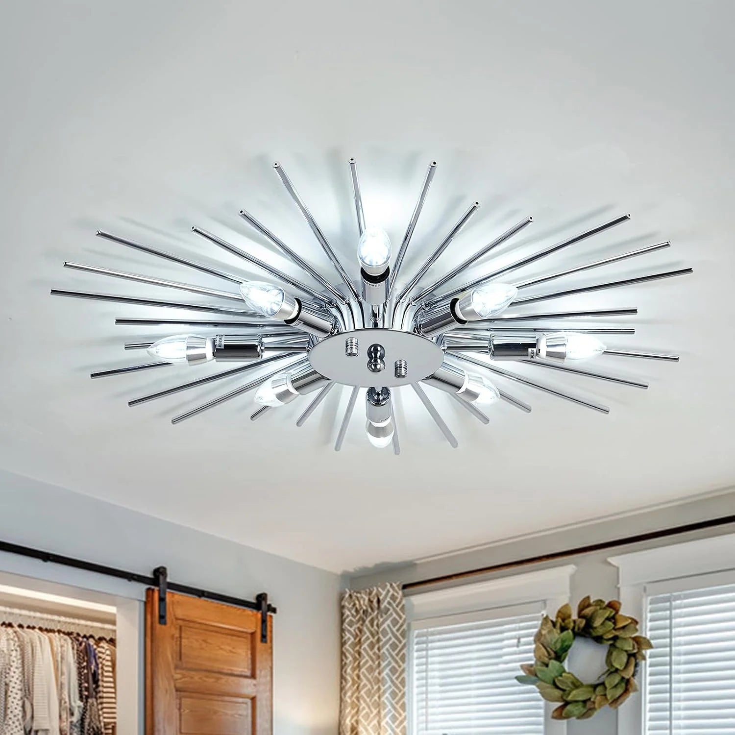 ZGLAOJT Semi Flush Mount 8 Light Ceiling Light Modern Metal Ceiling Lighting Gold Light Fixture Chandelier for bifanuoyard - Image 2