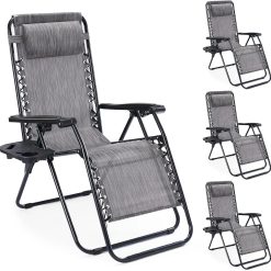 Alternative view of Zero Gravity Chairs Set of 2, Lounge Chair Folding Portable Adjustable Camping Reclining Chairs with Adjustable Pollow