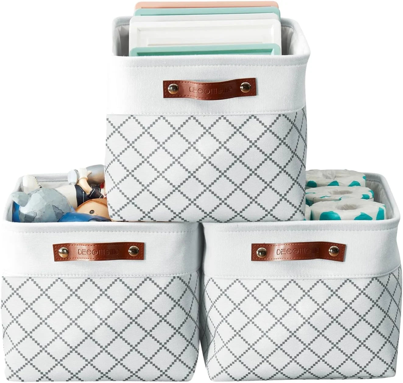 Storage Bins, Large Fabric Storage Baskets for Shelves 3 Pack, 15 x 11 x 9.5 inches Decorative Linen Closet bifanuoyard - Image 4
