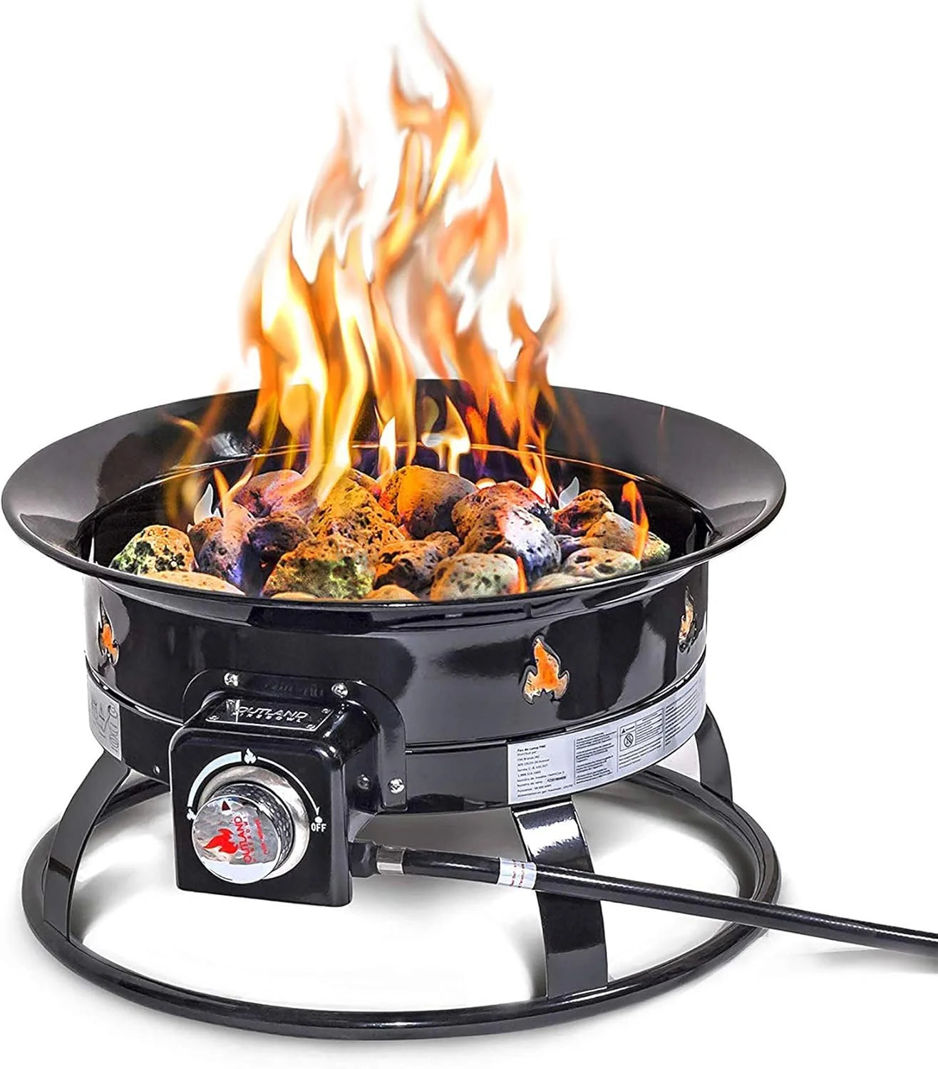 New Arrivals Living Portable Propane Fire Pit, 19-inch, 58, 000 BTU with Fire Pit Cover & Carry Kit