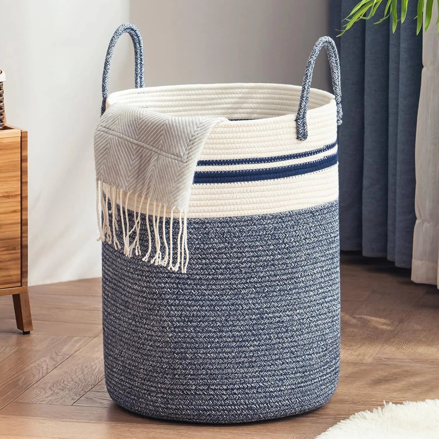YOUDENOVA Jute Rope Laundry Hamper Basket, 58L Blanket Basket for Nursery, Large Woven Laundry Hamper with Sturdy bifanuoyard - Image 6