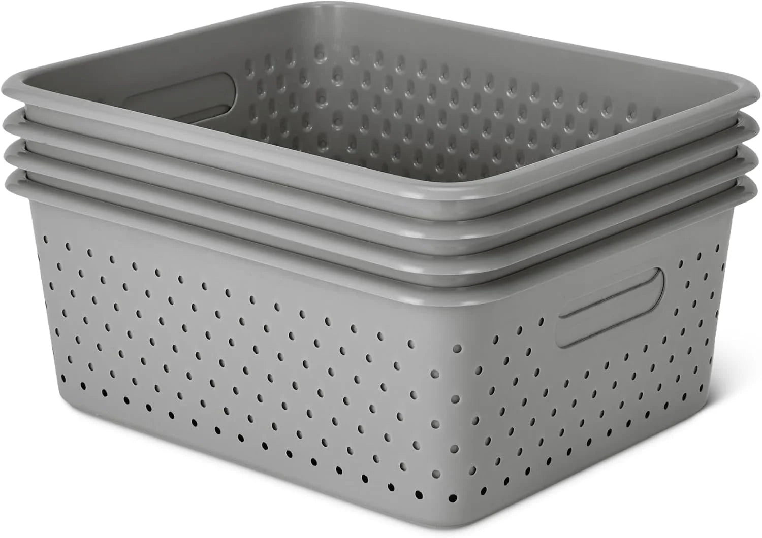 Decorative BPA-Free Plastic Storage Baskets, 9.9 x 7.4 x 4.16 inches, Grey, 6-Pack bifanuoyard - Image 4