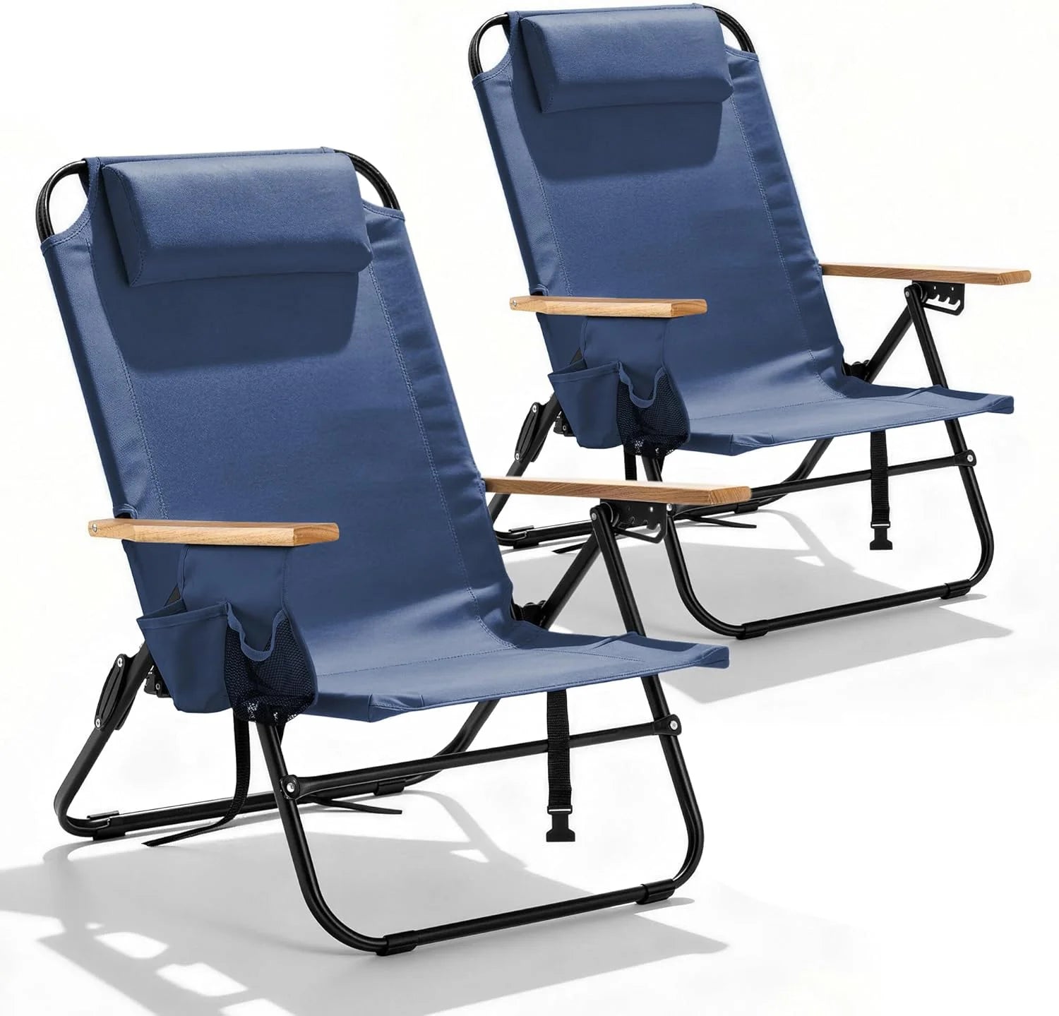 Canpsky 2 Pack Premium 5-Position Reclining Camping Chair, Portable Folding Lightweight Outdoor Chair with Wooden bifanuoyard - Image 6