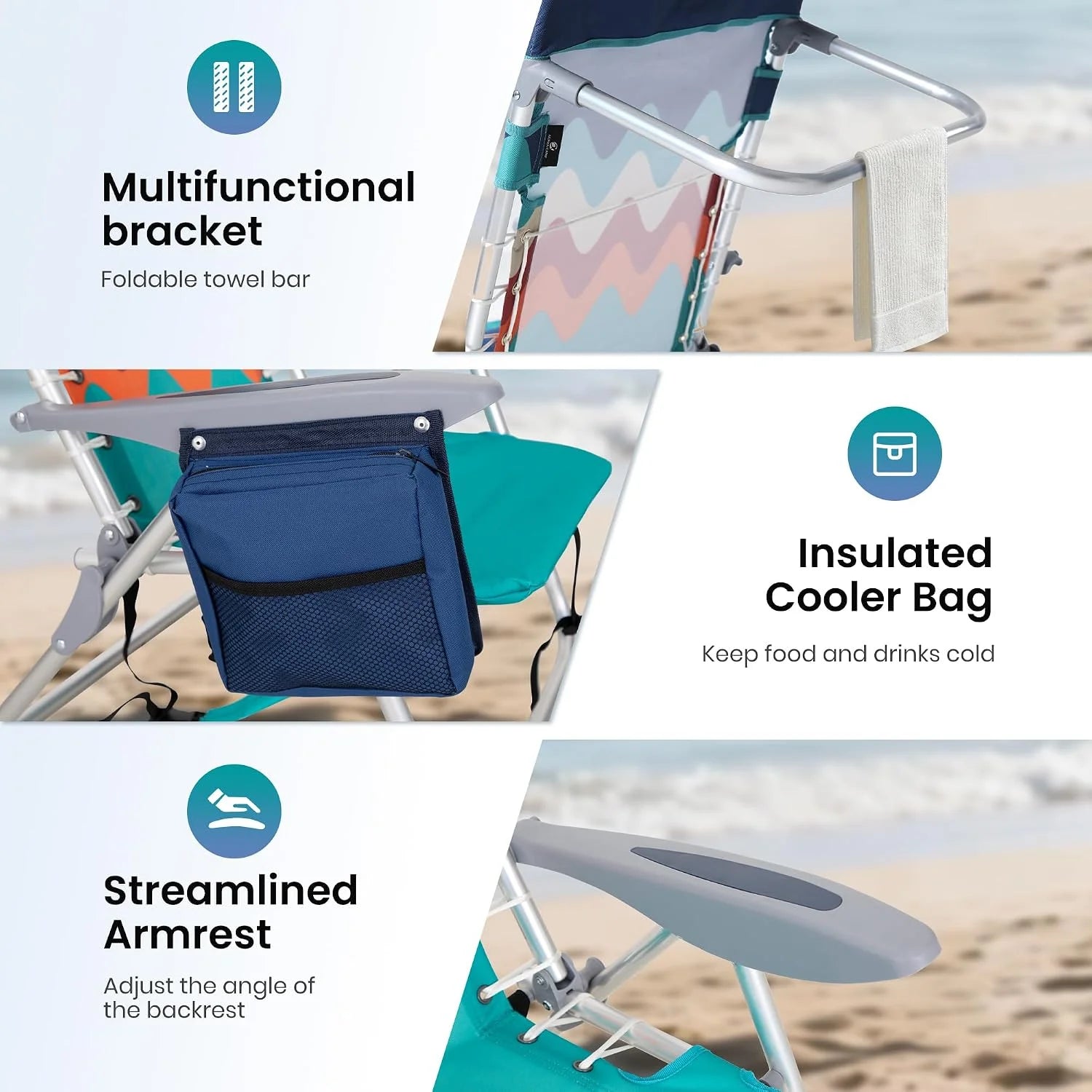 New Arrivals PARTY Backpack Beach Chairs 2 Pack Aluminum Lightweight Folding Reclining Beach Chairs, 4 Positions Classic Lay - Image 7