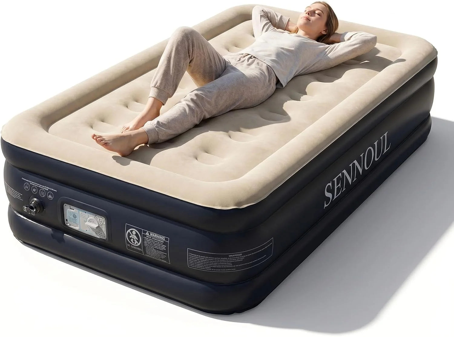 SENNOUL Air Mattress Queen with Built in Pump, Inflatable Mattress Blow Up Mattress 18 Raised Comfort bifanuoyard - Image 4