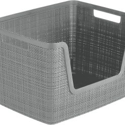Alternative view of Curver Set of 4 Large Cube 17L Jute Decorative Plastic Organization and Storage Baskets, Perfect Bins for Home bifanuoyard