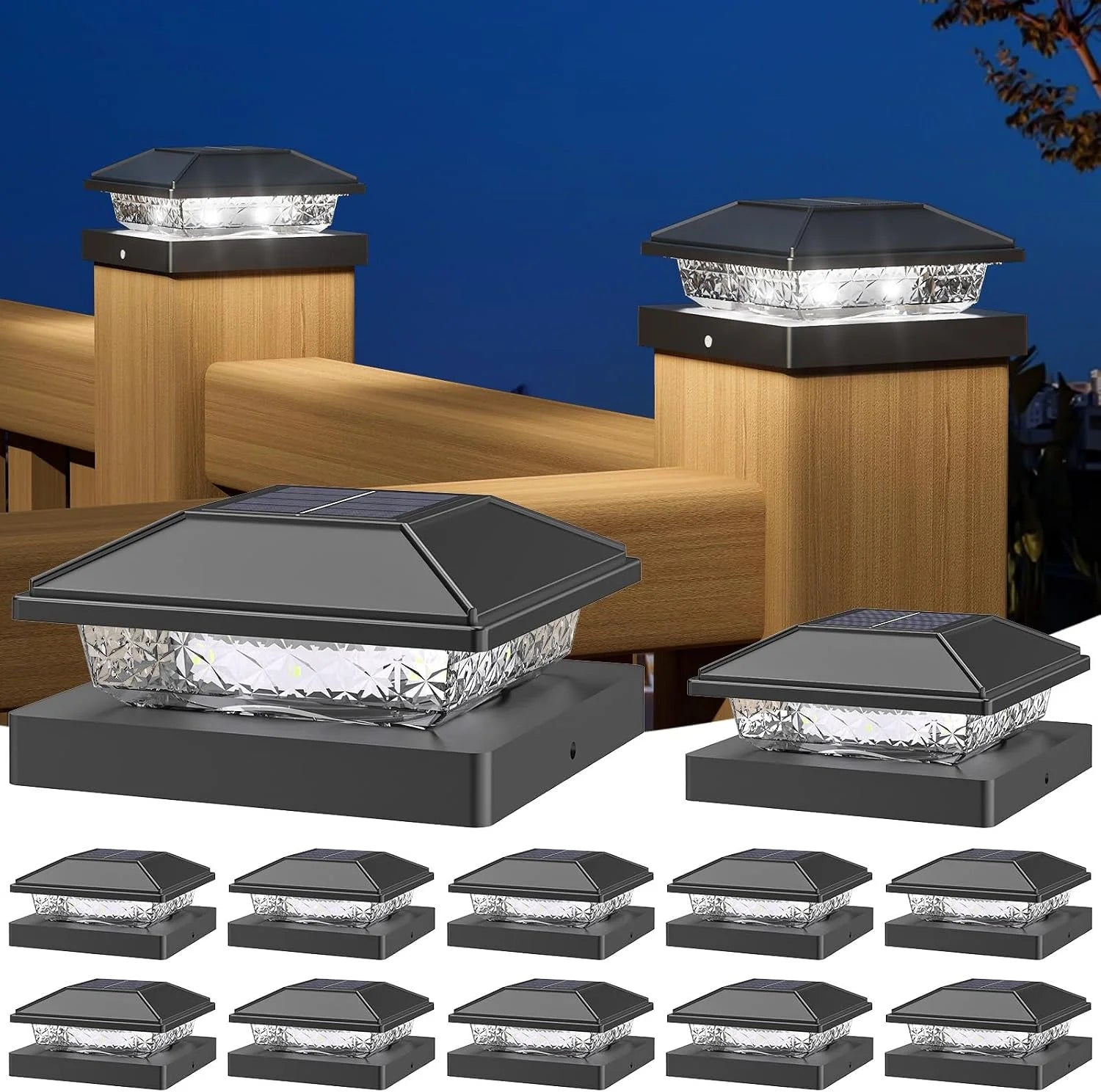 New Arrivals Solar Post Cap Lights, 4x4 Post Solar Light Cool White, White 12 Pack " For Home Projects - Image 2