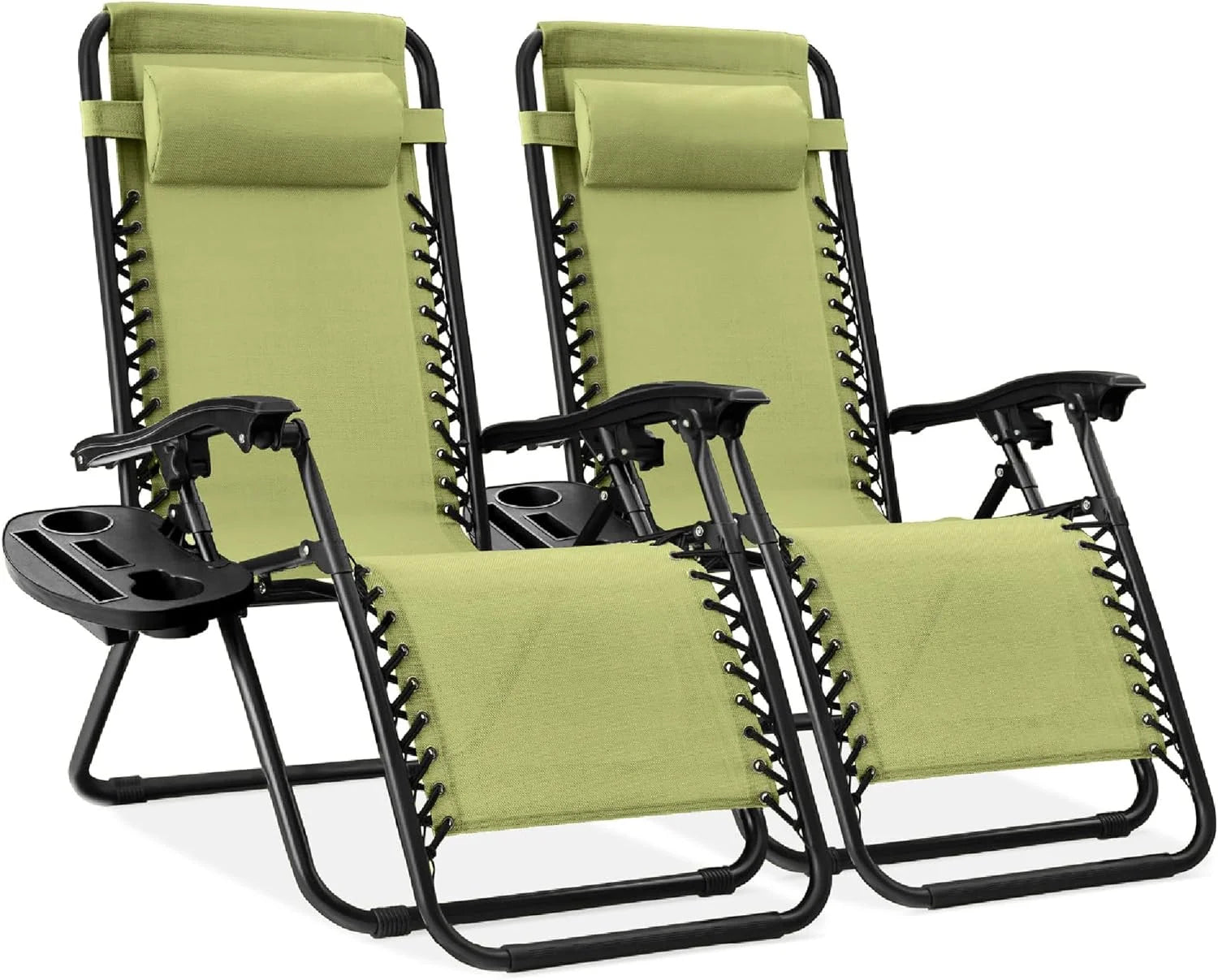 New Arrivals Choice Products Set of 2 Adjustable Steel Mesh Zero Gravity Lounge Chair Recliners w/Pillows and Cup Holder Trays - Image 55