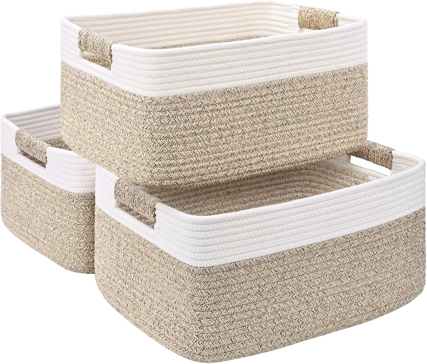 2 Pack Large Storage Basket for Organizing, 17.5x13x7 Woven Basket for Shelves, Closet Cube Storage Bins with bifanuoyard - Image 3