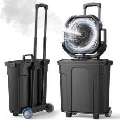 Ausic Outdoor Misting Fan for Outside, 5 Gal 12 Pro Portable Mister Fan with Water Box, 30000mAh Rechargeable Cooling bifanuoyard