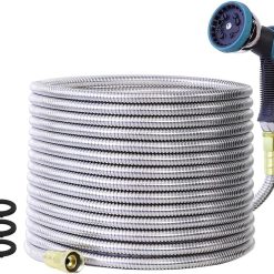 Alternative view of New Arrivals Garden Hose, Stainless Steel Water Hose, Flexible with a 10-Mode Nozzle Sprayer, 5/8" Outside Diameter