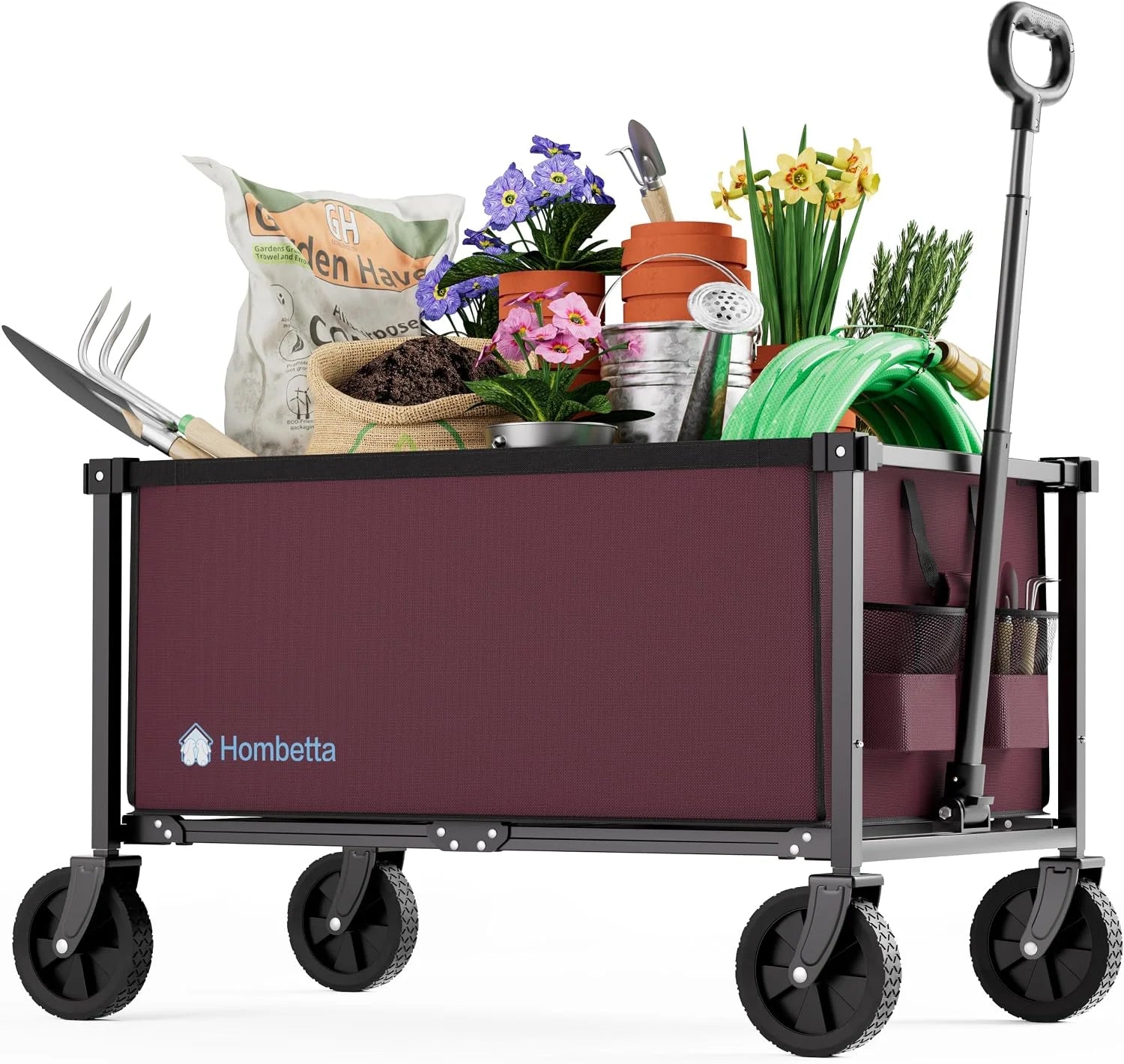 New Arrivals HOMBETTA 29.3 Collapsible Wagon Cart, 150L Heavy Duty Folding Utility Wagon with Wheels, 260 lbs Load - Image 3