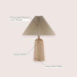 Alternative view of New Arrivals Y 20.5 Beige Wood Finish Resin Cylinder Table Lamp Modern Rustic Scandinavian Bedside Lamp for Living Room