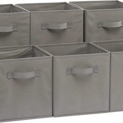 New Arrivals Fabric Storage Bins with Handles, Cube Organizer, 13x13x13, White