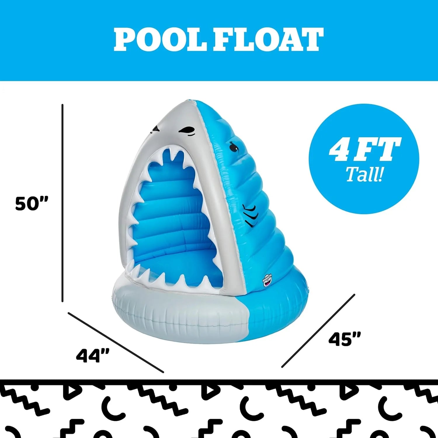 New Arrivals Shark Inflatable Pool Float, Large Novelty Lounge Raft - Image 3