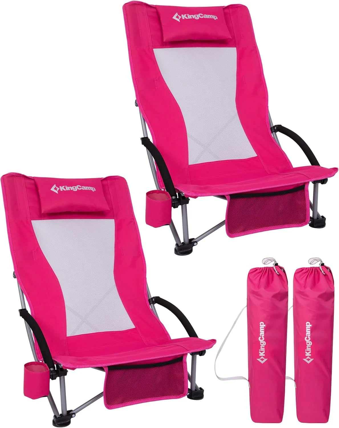 KingCamp Low Beach Chairs 2 Pack, Folding Portable Chair for Adults lightweight Extra Wide Ergonomic High Back Seat bifanuoyard - Image 10