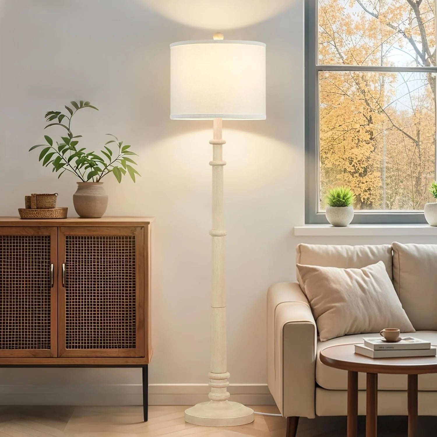 Floor Lamp, Vintage Standing Lamp Reading Light with Linen Shade Retro Tall Lamp for Bedroom Office bifanuoyard - Image 4