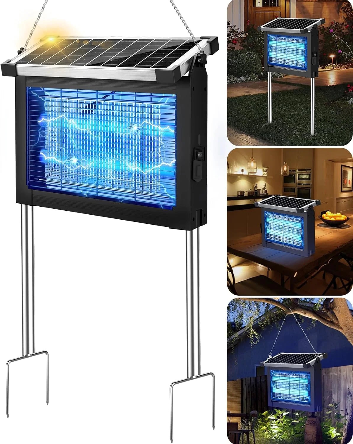 Solar Bug Zapper Outdoor, PhatroyYee Mosquito Zapper 4500V, Waterproof Portable Fly Zapper, Rechargeable Electric bifanuoyard - Image 4