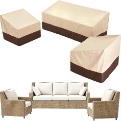 Alternative view of Loriano 3-Piece Patio Furniture Chair Covers Set, Outdoor 600D Heavy-Duty Waterproof, Fits 3 Seater Sofa 79x35x33& 2 Chairs 33x35x33
