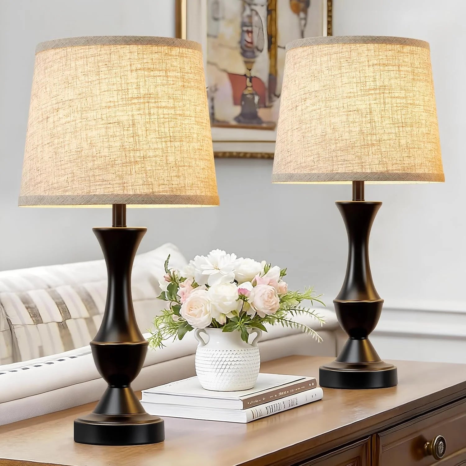Luvkczc Table Lamp Set of 2, 19 Farmhouse Vintage Bedside Lamps for Living Room & Bedroom bifanuoyard - Image 8