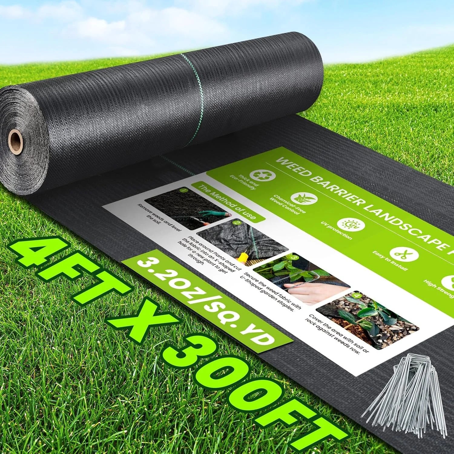 Weed Barrier Landscape Fabric Heavy Duty, 3.2oz Woven Geotextile Fabric
