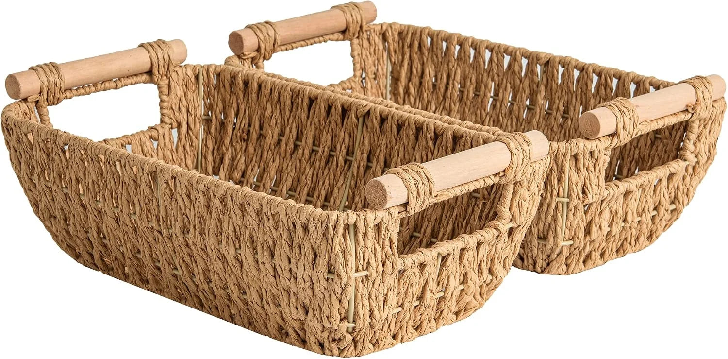 StorageWorks Wicker Baskets for Organizing, Water Hyacinth Storage Baskets, Wicker Storage Baskets for Shelves bifanuoyard - Image 16