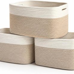 Alternative view of OrganiHaus Cotton Rope Baskets for Shelves, Set of 3, 15x9x10, Handwoven, a toy bin and organizer for towels bifanuoyard