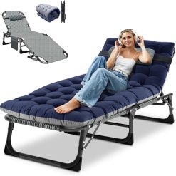 DoCred Heavy Duty Chaise Lounge Chair, Adjustable 5-Position Folding Chaise Lounge Chairs for Outside bifanuoyard