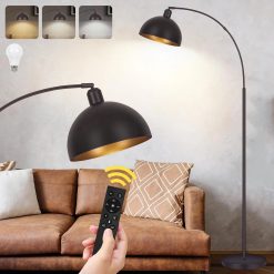 Black Arc Floor Lamp, Remote Control, Dimmable, 2700-6000K, Bulb Included, 9W LED, Modern Arch Standing lamp bifanuoyard