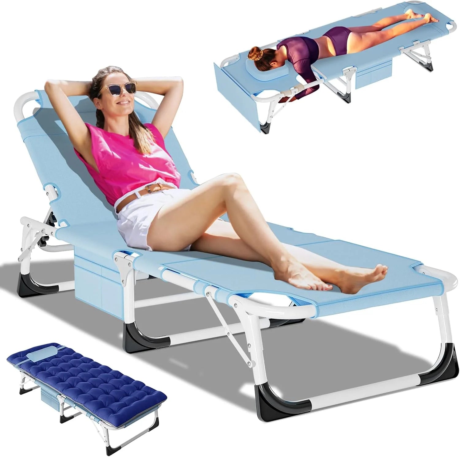 DoCred Heavy Duty Chaise Lounge Chair, Adjustable 5-Position Folding Chaise Lounge Chairs for Outside bifanuoyard - Image 11