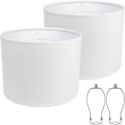 Alternative view of New Arrivals White 13 Drum Lamp Shades Set of 2 with Harps