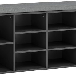 Bifanuo Entryway Bench with Cushion – 10 Compartments Shoe Storage