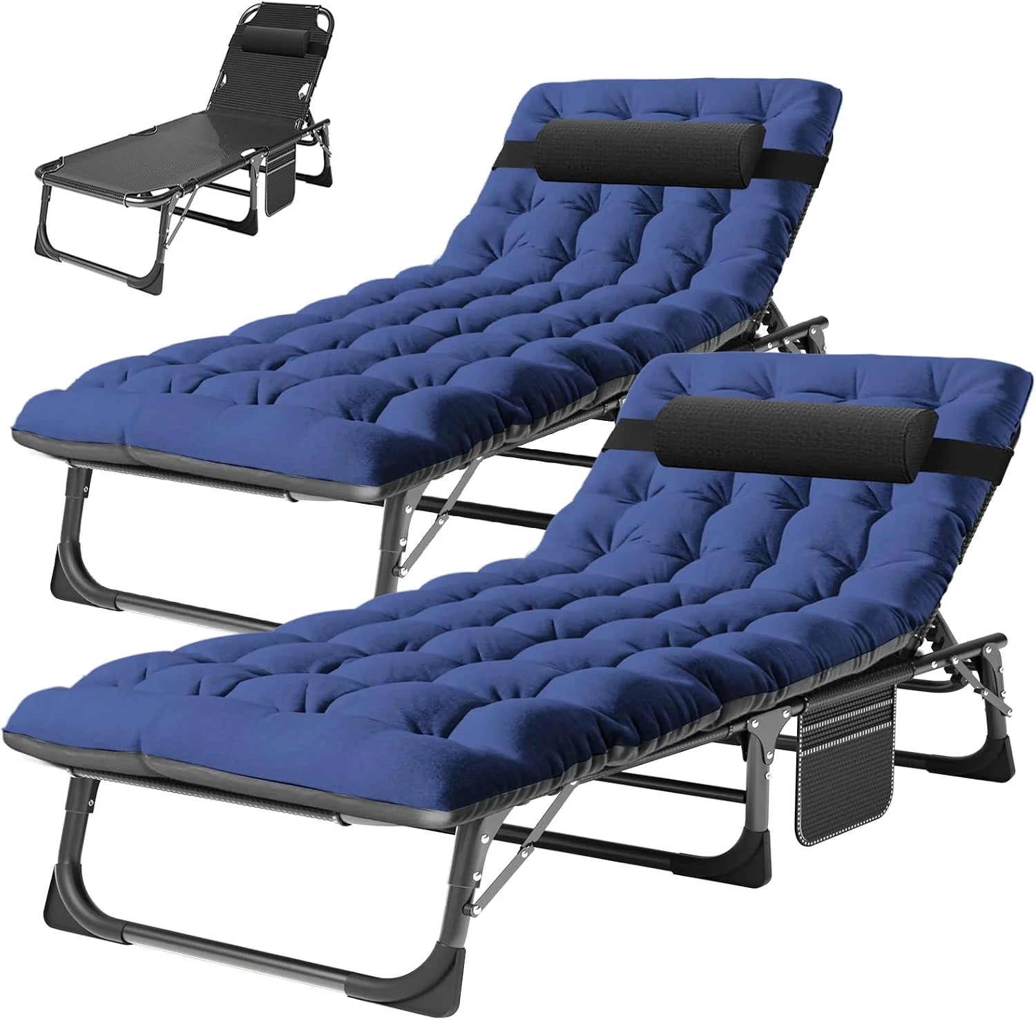 New Arrivals Heavy Duty Tanning Chair, Outdoor 5-Position Folding Chaise Lounge Chair with Pad, Portable Beach Lounge Chair - Image 7