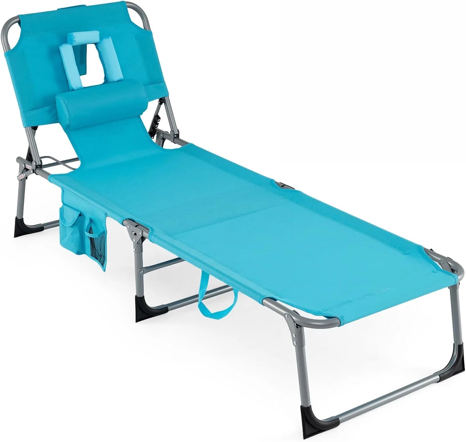 New Arrivals Tanning Chair with Face Hole, Folding Beach Lounge Chair with 4-Position Adjustable Backrest, Camping (1 - Image 7