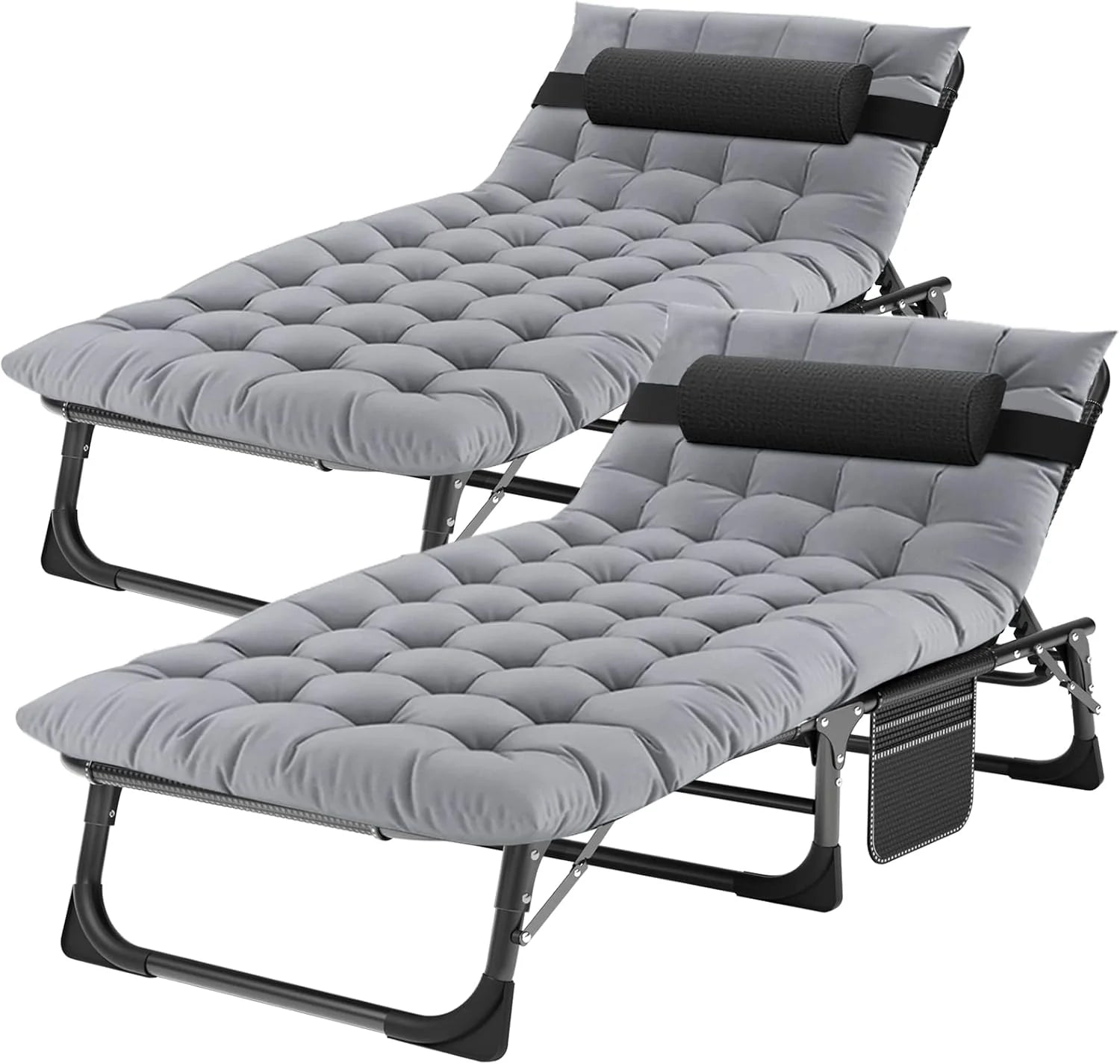 New Arrivals Heavy Duty Tanning Chair, Outdoor 5-Position Folding Chaise Lounge Chair with Pad, Portable Beach Lounge Chair - Image 18