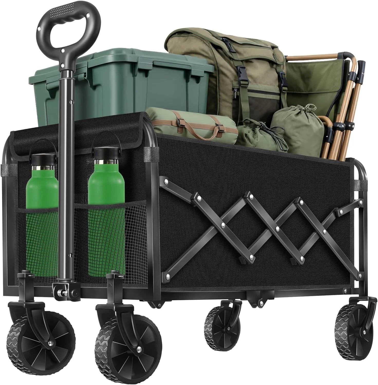 Wagons Carts Foldable, Collapsible Wagon, Foldable Wagon Cart with Wheels, Folding Wagons for Beach Camp Sports Garden - Image 6