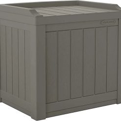 New Arrivals Outdoor Storage Box " 22 Gallon Stone Gray Resin Outdoor Deck Box with Seat