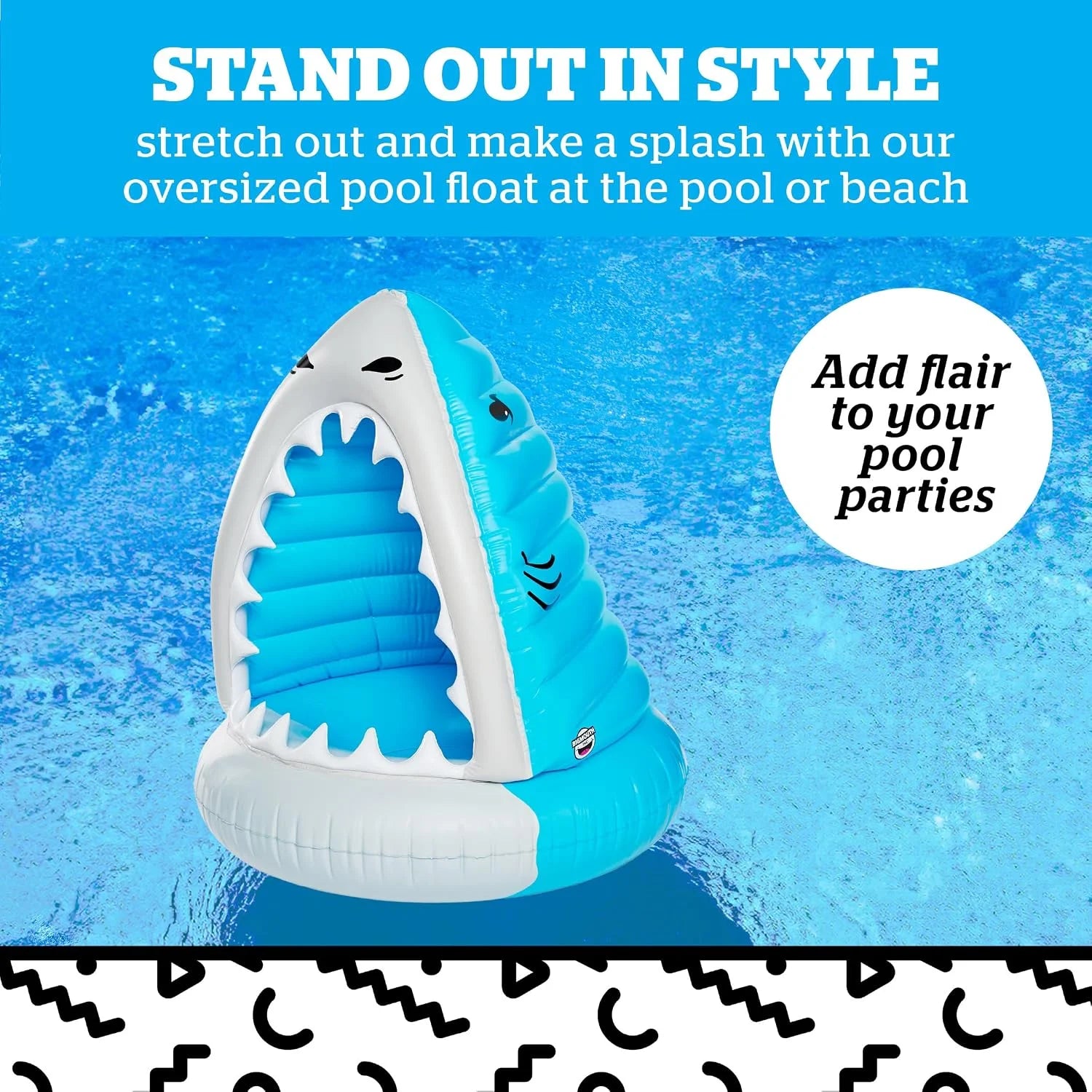 New Arrivals Shark Inflatable Pool Float, Large Novelty Lounge Raft - Image 2